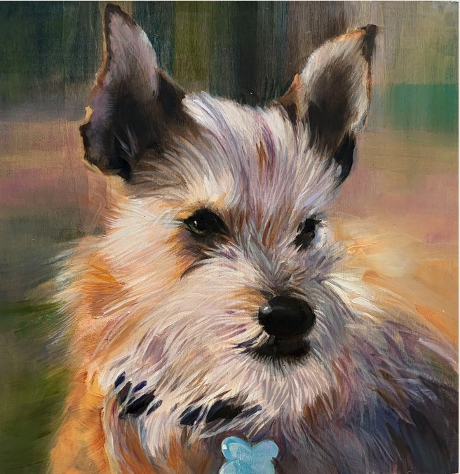 Custom pet portrait in oil by Jane Lucchino